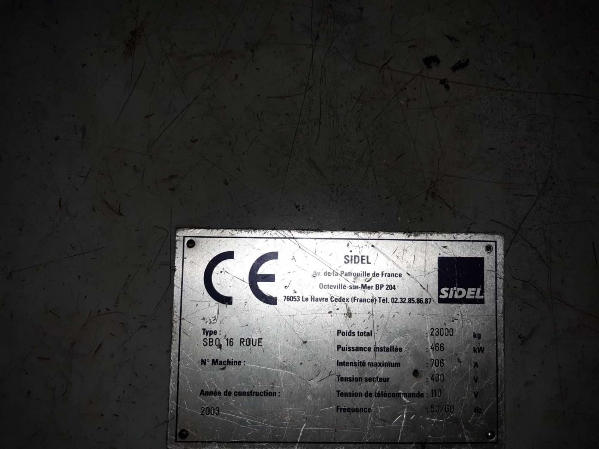 لوحة اسم SIDEL SIDEL SBO 16 series 2 