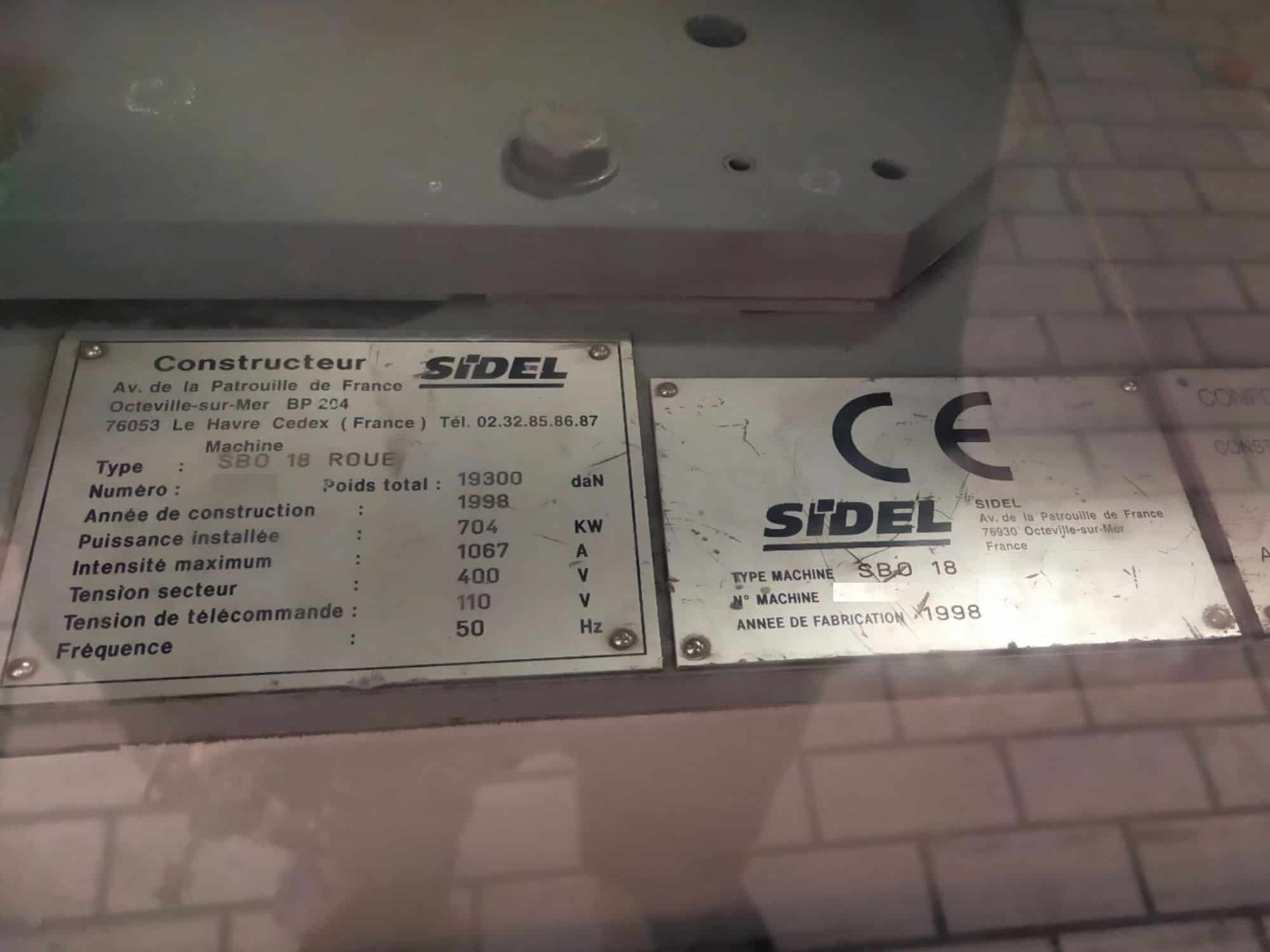 لوحة اسم SIDEL SIDEL SBO 18 Series 2 